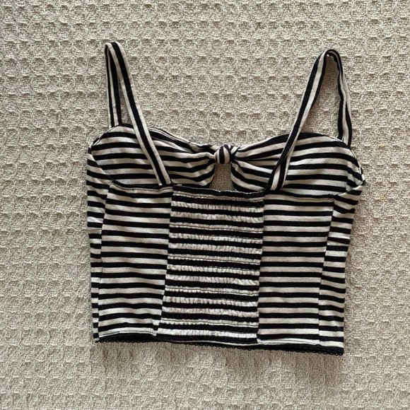 Black & White Stripe Kimchi Blue Crop Top - Picture 2 of 5